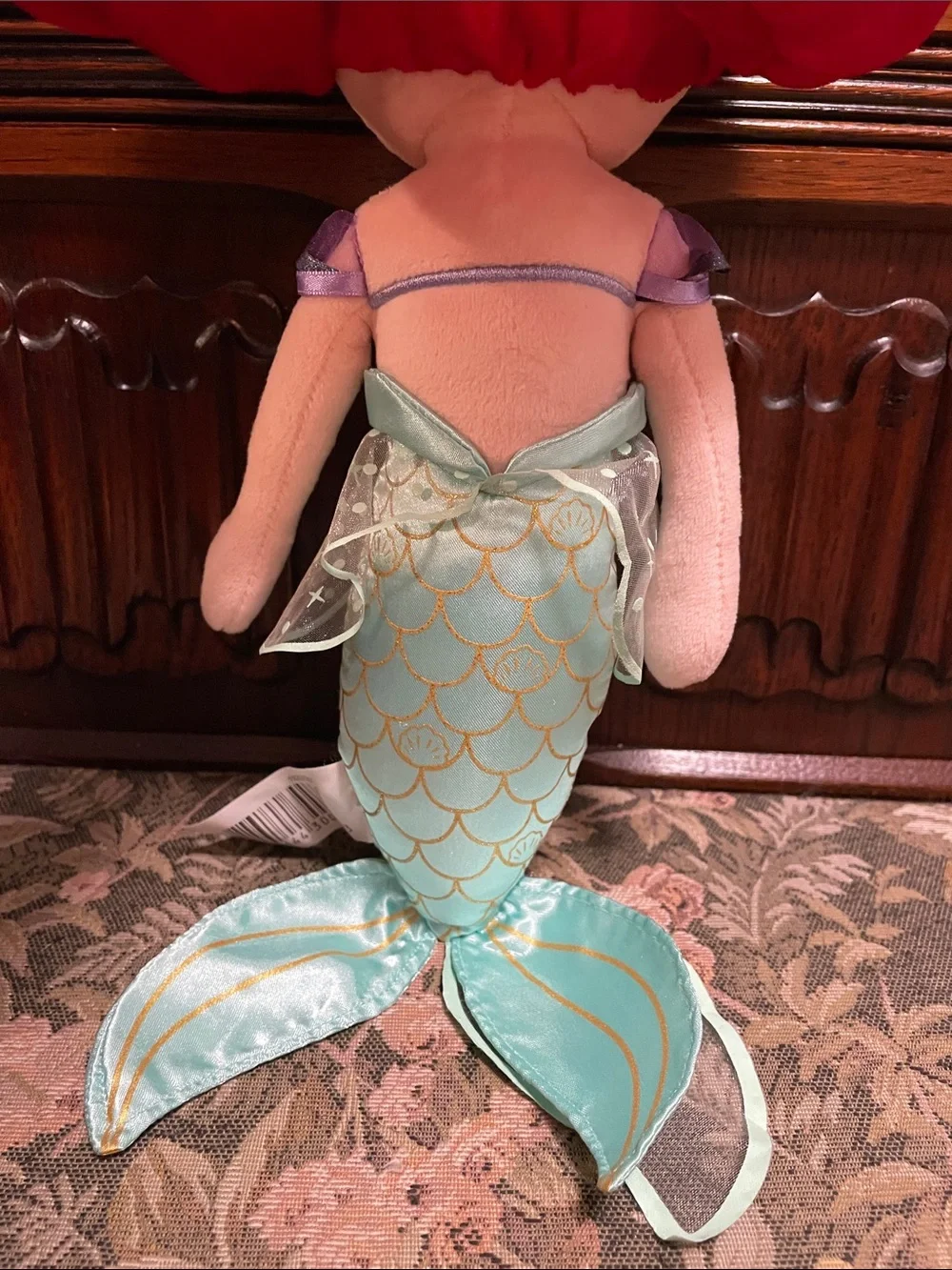 Disney Ariel Plush Doll - Red Hair, Purple Top, Mint Tail